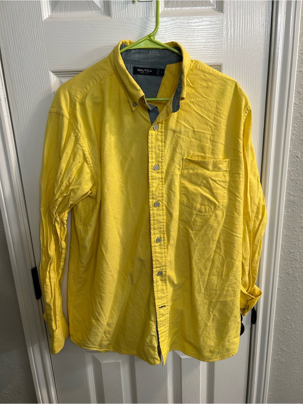 Men’s yellow  Nautica button-down shirt long sleeve size large